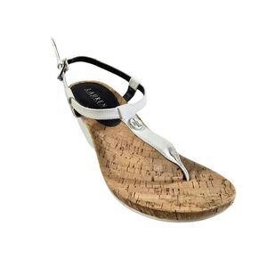 Ralph Lauren White Cork Wedge Sandals